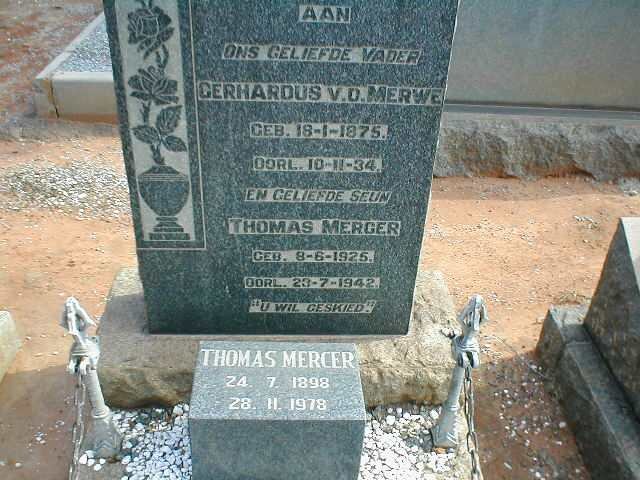 MERWE Gerhardus, van der 1875-1934 ::  MERCER Thomas 1898-1978 :: MERCER Thomas 1925-1942