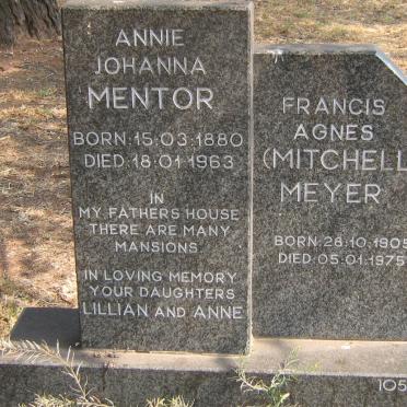 MENTOR Annie Johanna 1880-1963 :: MEYER Francis Agnes MITCHELL