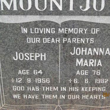 MOUNTJOY Joseph -1956 &amp; Johanna Maria -1982