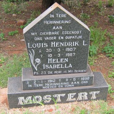 MOSTERT Louis Hendrik L. 1907-1987 &amp; Helen Isabella 1912-1998