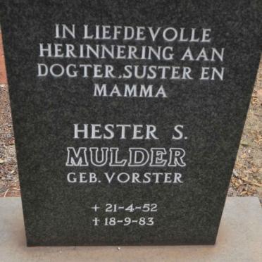MULDER Hester S. nee VORSTER 1952-1983