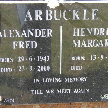 ARBUCKLE Alexander Fred 1943-2000 &amp; Hendrika Margaret 1946-