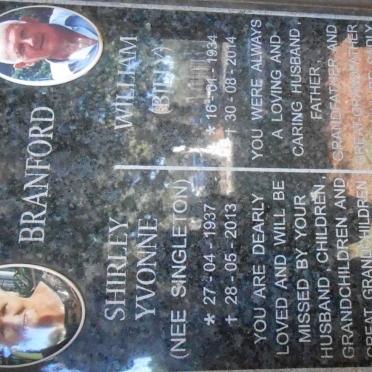 BRANFORD William 1934-2014 &amp; Shirley Yvonne SINGLETON 1937-2013