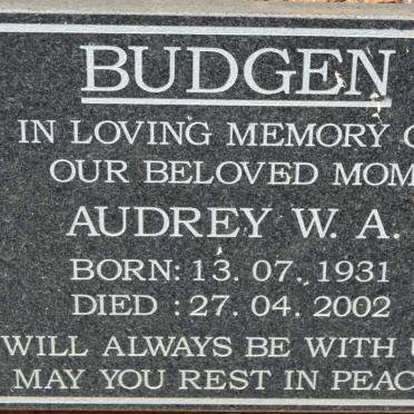 BUDGEN Audrey W.A. 1931-2002