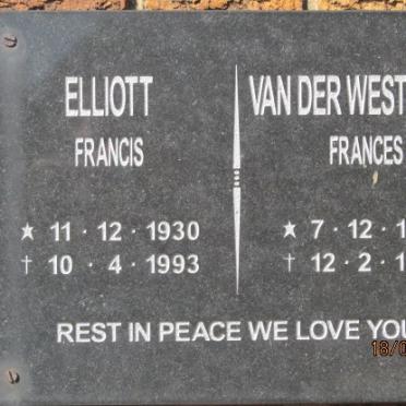 ELLIOTT Francis 1930-1993 :: VAN DER WESTHUIZEN Frances 1983-1999