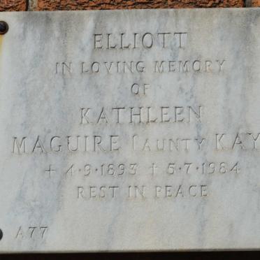 ELLIOTT Kathleen Maguire 1893-1984