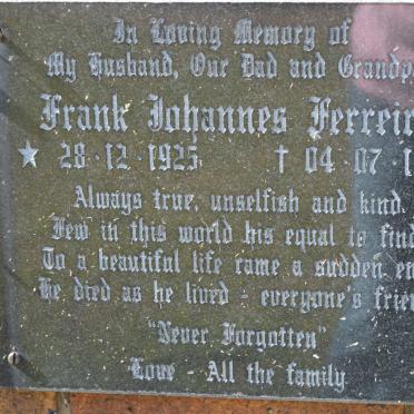 FERREIRA Frank Johannes 1925-1995