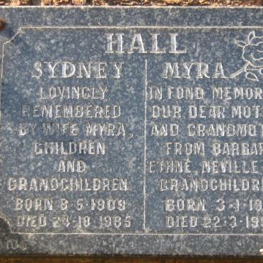 HALL Sydney 1909-1985 &amp; Myra 1910-1996