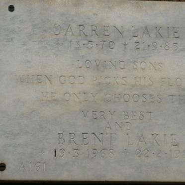 LAKIE Brent 1968-1989 :: LAKIE Darren 1970-1985