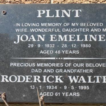 PLINT Roderick Walter 1934-1995 &amp; Joan Emeline 1932-1980