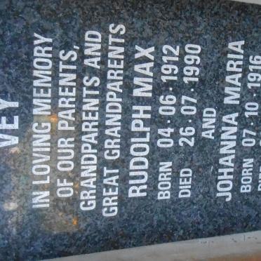 VEY Rudolph Max 1912-1990 &amp; Johanna Maria 1916-1998