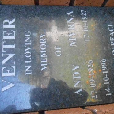 VENTER Andy 1926-1996 &amp; Myrna 1927-
