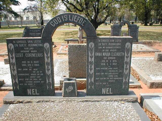 NEL Gert Cornelius 1873-1965 &amp; Anna Maria Elizabeth JORDAAN 1878-1952