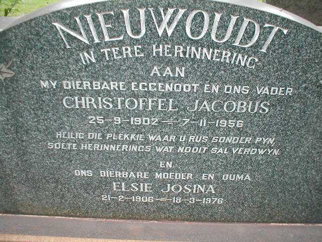 NIEUWOUDT Christoffel Jacobus 1902-1956 &amp; Elsie Josina 1906-1976