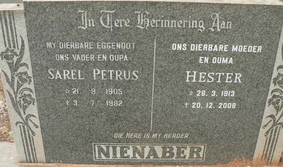 NIENABER Sarel Petrus 1905-1982 &amp; Hester 1913-2008