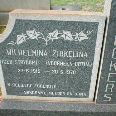 OLCKERS Wilhelmina Zirkelina formerly BOTHA nee STRYDOM 1915-1970
