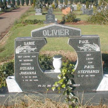OLIVIER Paul Stephanus 1933 -  &amp; Susara Johanna 1932-1995