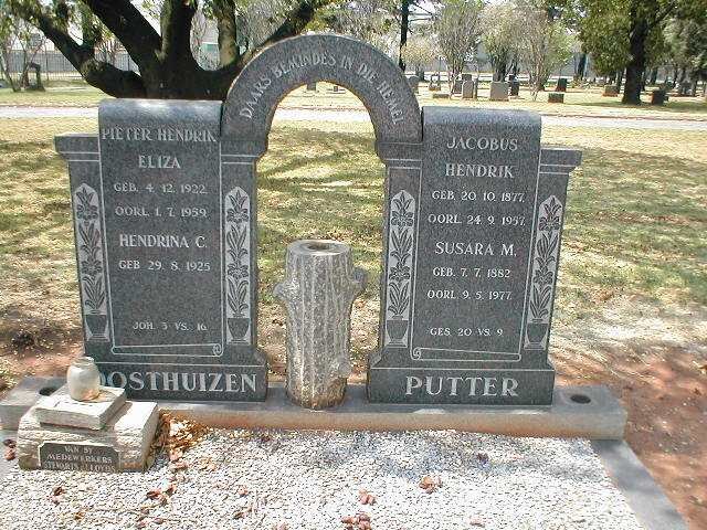 OOSTHUIZEN Pieter Hendrik Eliza 1922-1959 &amp; Hendrina C 1925- :: PUTTER Jacobus Hendrik 1877-1957 &amp; Susara M. 1882-1977