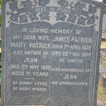 PATRICK James 1878-1959 &amp; Mary -1950