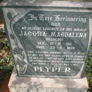 PEYPER Jacoba Magdalena nee HELBERG 1911-1960