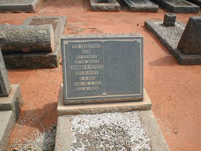 PIETERSE Johanna P. nee DU PLOOY 1904-1950