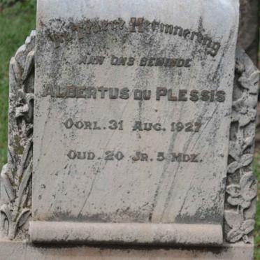 PLESSIS Albertus, du -1927