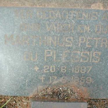 PLESSIS Marthinus Petrus, du 1887-1959