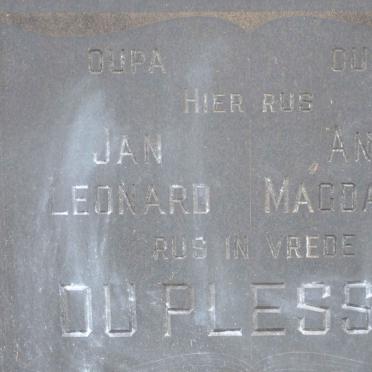 PLESSIS Jan Leonard, du 1867-1961 &amp; Anna Magdalena ROUX 1870-