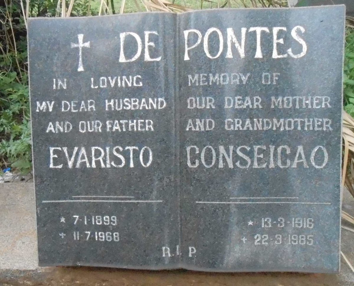 PONTES Evaristo, de 1899-1868 &amp; Conseicao 1916-1985