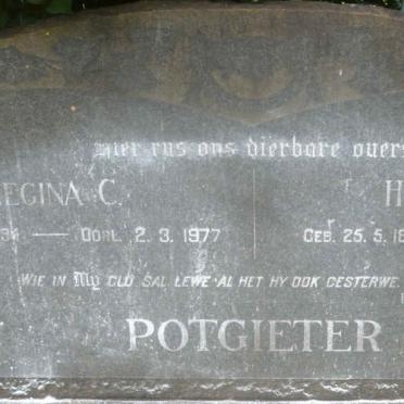 POTGIETER Hendrik F. 1881-1959 &amp; Regina C. 1894-1977