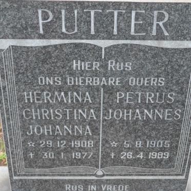 PUTTER Petrus Johannes 1905-1989 &amp; Hermina Christina Johanna 1908-1977