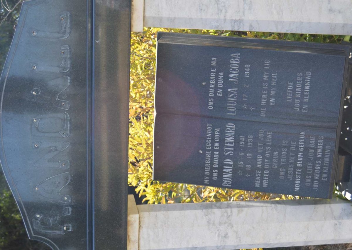 RANDALL Ronald Steward 1941-1996 &amp; Louisa Jacoba 1946-