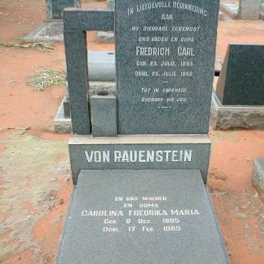 RAUENSTEIN Fredrich Carl, von 1895-1952 &amp; Carolina Fredrika Maria 1895-1983