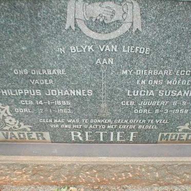 RETIEF Philippus Johannes 1895-1963 &amp; Lucia Susanna JOUBERT 1891-1958