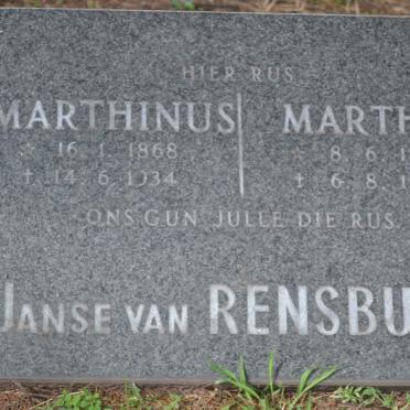 RENSBURG Marthinus, Janse van 1868-1934 &amp; Martha 1870-1949