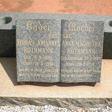 ROTHMANN Tobias Johannes 1885-1961 &amp; Anna Magrietha ODENDAAL 1889-1954