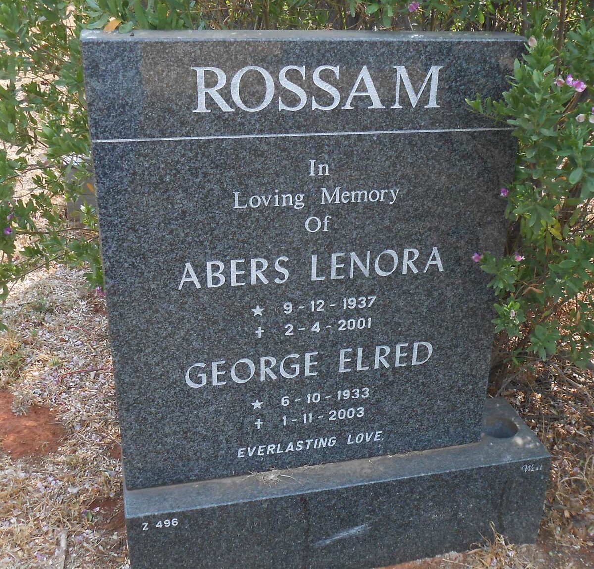ROSSAM George Elred 1933-2003 &amp; Abers Lenora 1937-2001
