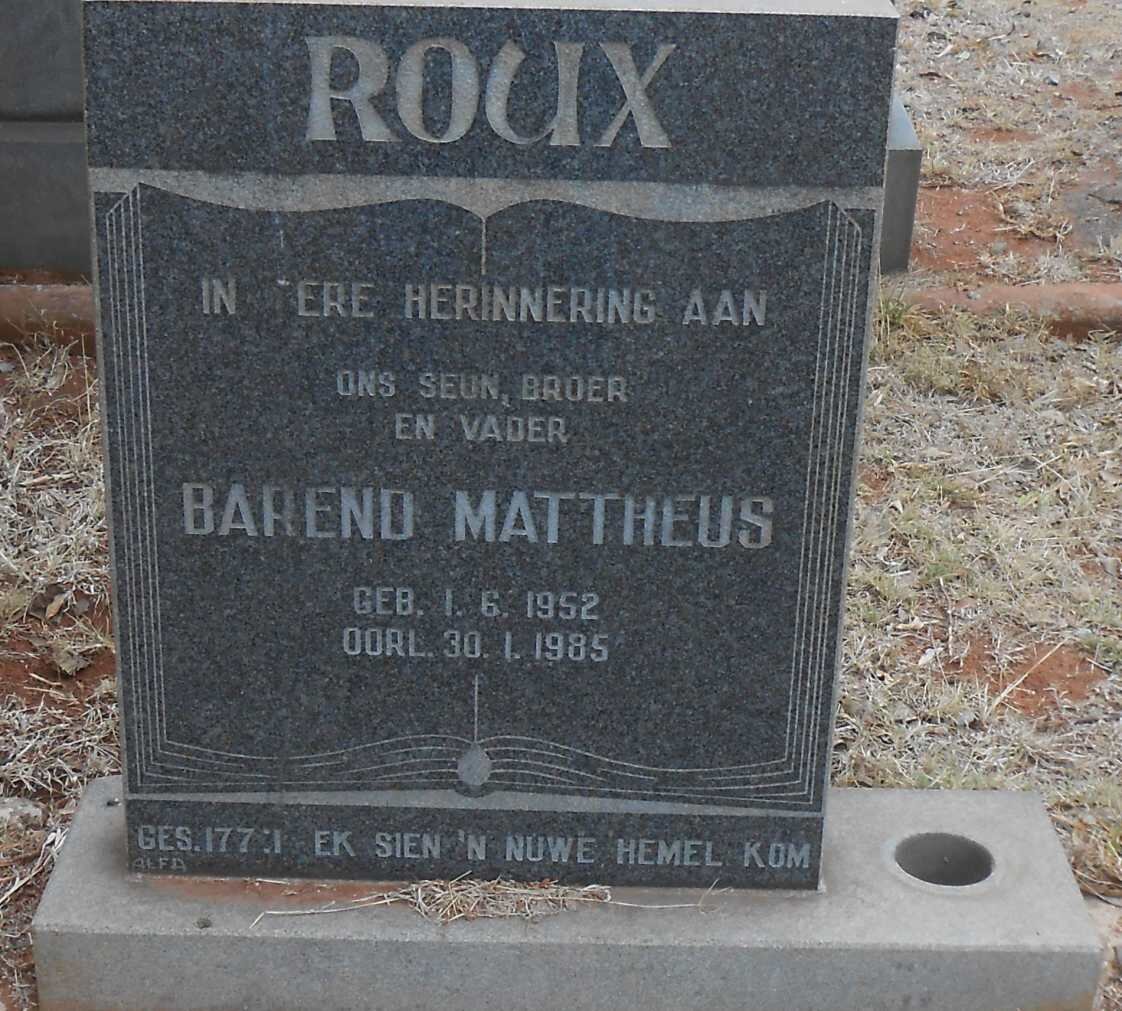 ROUX Barend Mattheus 1952-1985