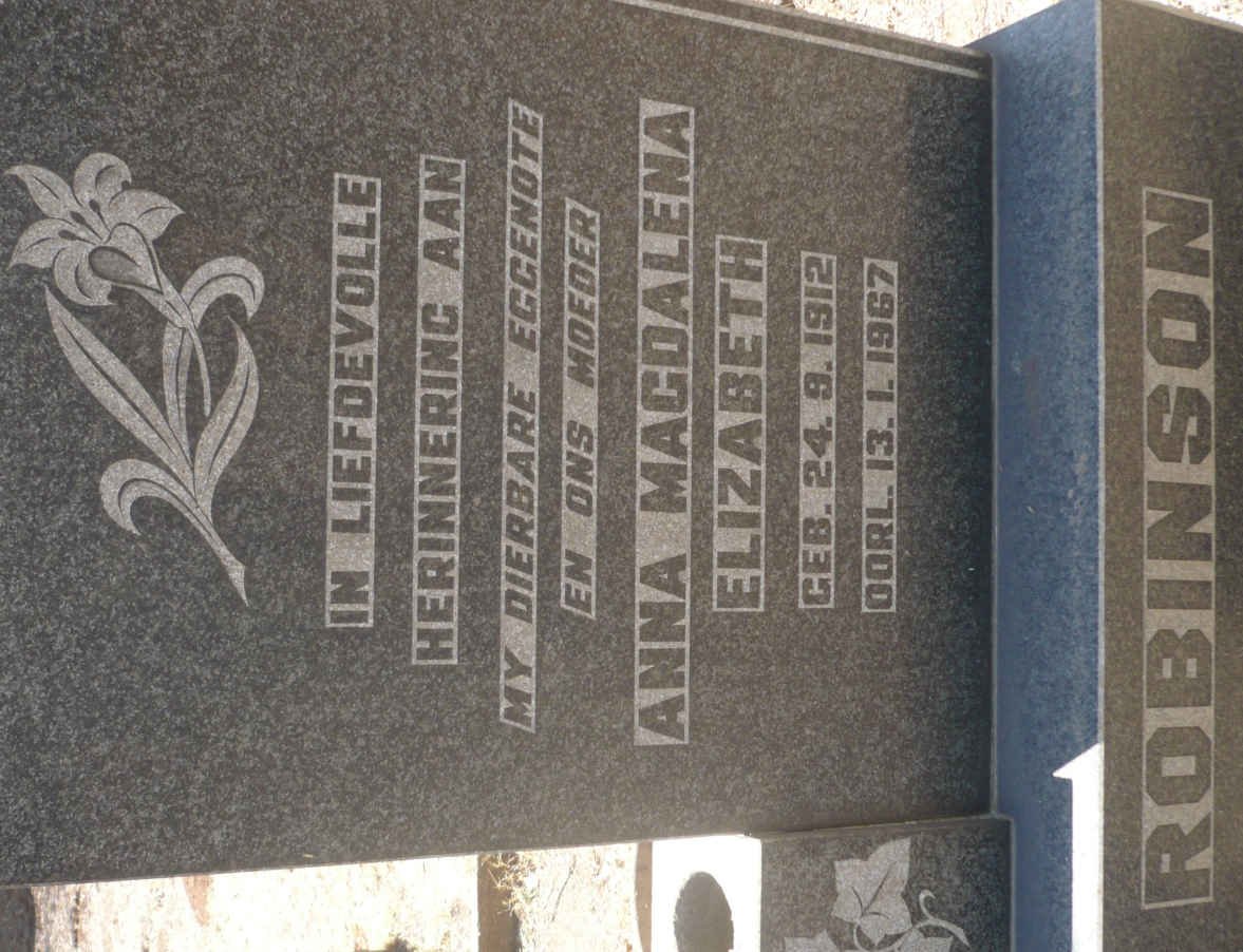 ROBINSON Anna Magdalena Elizabeth 1912-1967