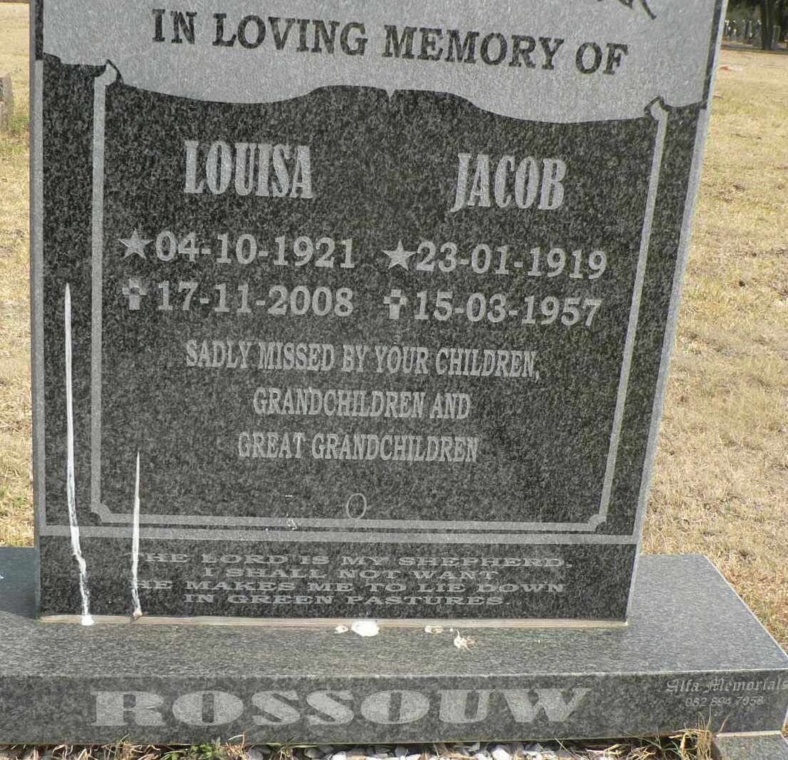 ROSSOUW Jacob 1919-1957 &amp; Louisa 1921-2008