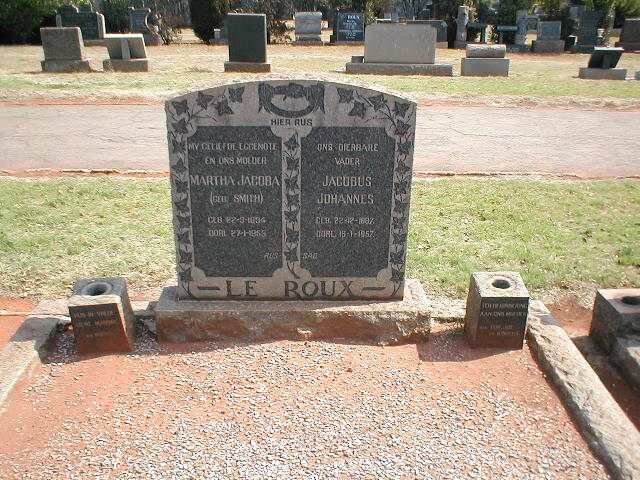 ROUX Jacobus Johannes, le 1887-1957 &amp; Martha Jacoba SMITH 1894-1953