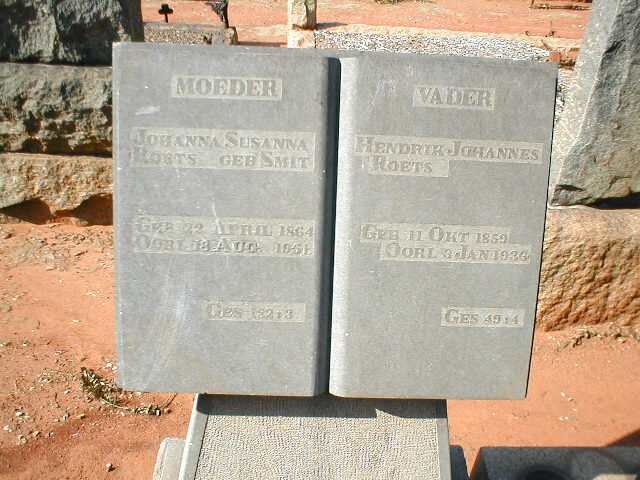 ROETS Hendrik Johannes 1859-1936 &amp; Johanna Susanna SMIT 1864-1951