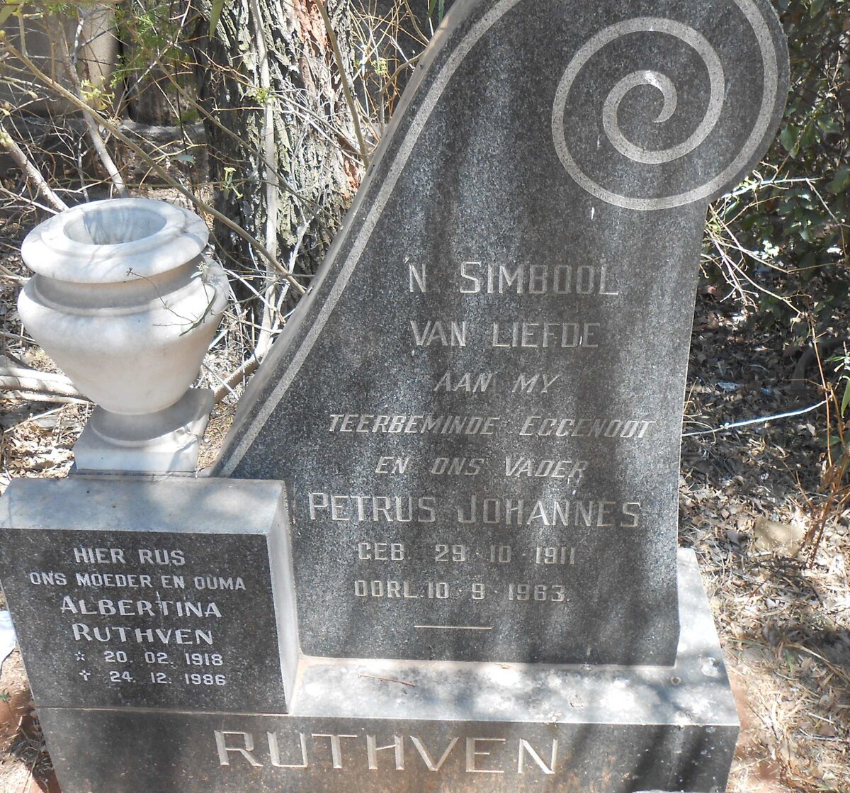 RUTHVEN Petrus Johannes 1911-1963 &amp; Albertina 1918-1986