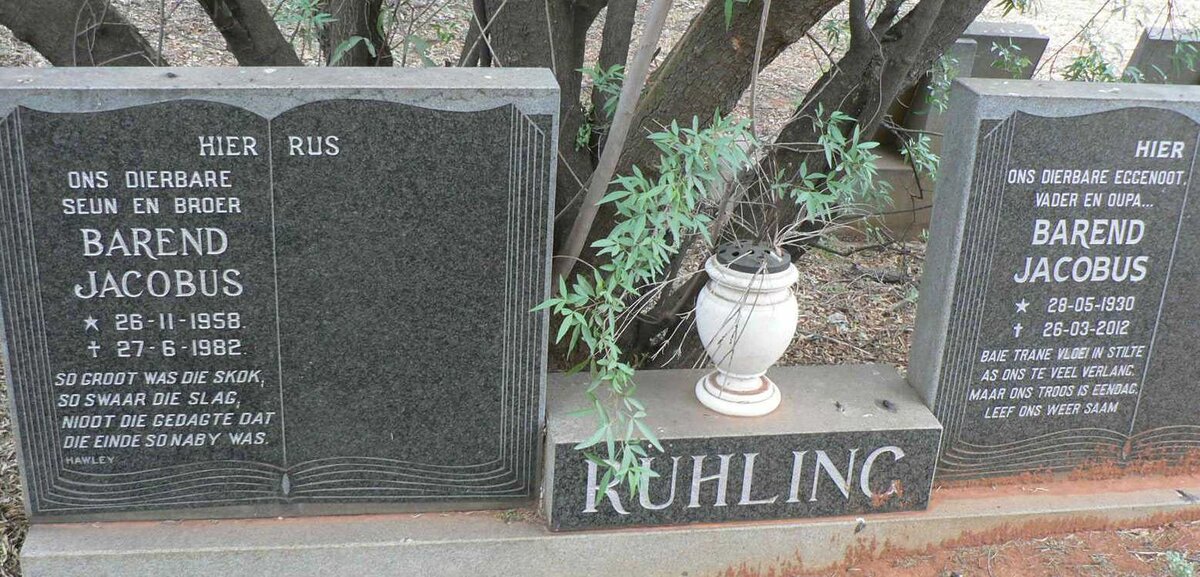 RUHLING Barend Jacobus 1930-2012 :: RUHLING Barend Jacobus 1958-1982