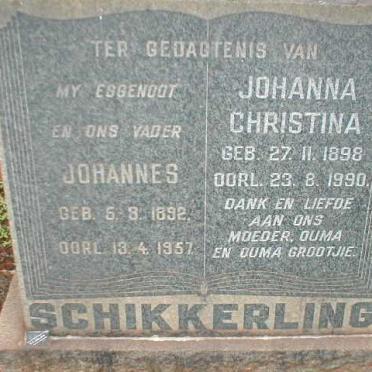 SCHIKKERLING Johannes 1892-1957 &amp; Johanna Christina 1898-1990