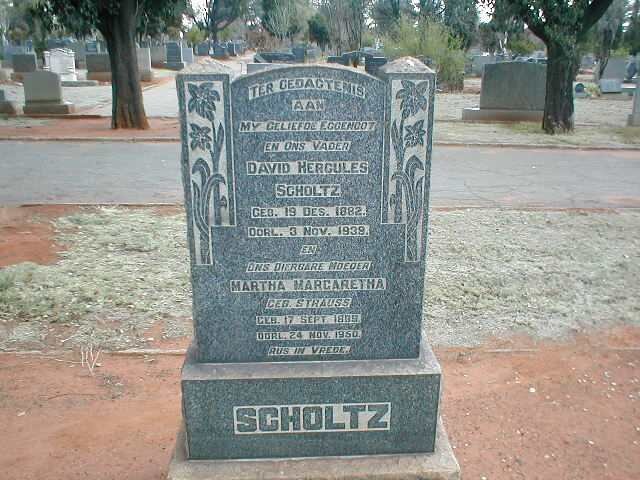 SCHOLTZ David Hercules 1882-1939 &amp; Martha Margaretha STRAUSS 1889-1950
