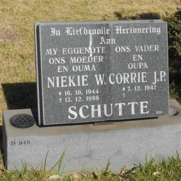 SCHUTTE Corrie J.P. 1942- &amp; Niekie W. 1944-1998
