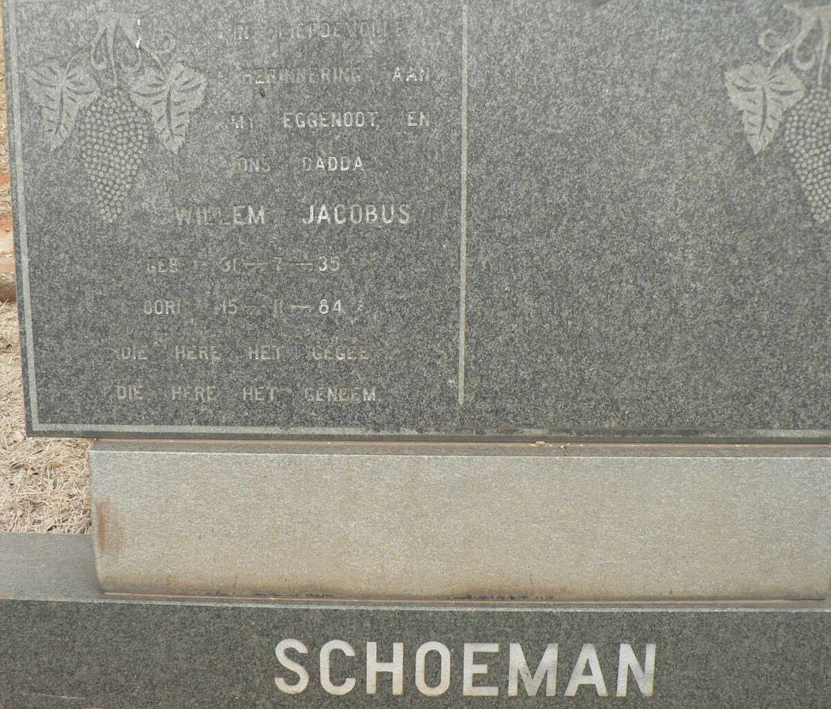 SCHOEMAN Willem Jacobus 1935-1984