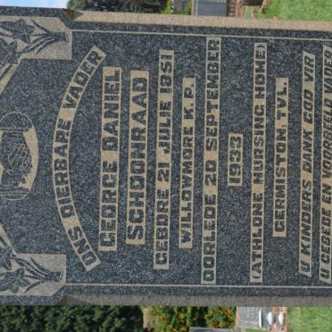 SCHOONRAAD George Daniel 1851-1933 