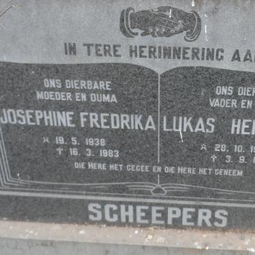 SCHEEPERS Lukas Hermanus 1926-1984 &amp; Josephine Fredrika 1938-1983